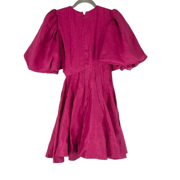 NWT Aje Admiration Asymmetric Linen Blend Cutout Mini Dress in Fuschia - Picture 4 of 13